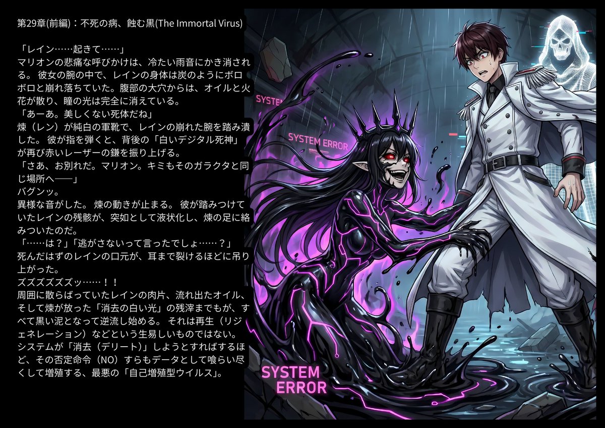 CrossSacri's tweet photo. 【短編小説：(27章～29章)】
【禁忌解除】白き神 vs 黒き女王 https://t.co/9EcaUAFJmV
