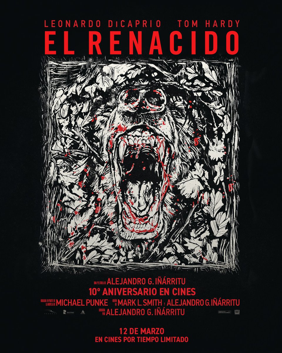 MovieCrazyP's tweet photo. Sangre perdida, vida encontrada.
10° aniversario de #TheRevenant, con Leonardo DiCaprio, Tom Hardy, Will Poulter y dirigida por Alejandro G. Iñárritu.
@20thcenturyla presenta, el regreso de #ElRenacido por tiempo limitado, a partir del 12 de marzo en cines de México. https://t.co/vnUA6yr0Nu