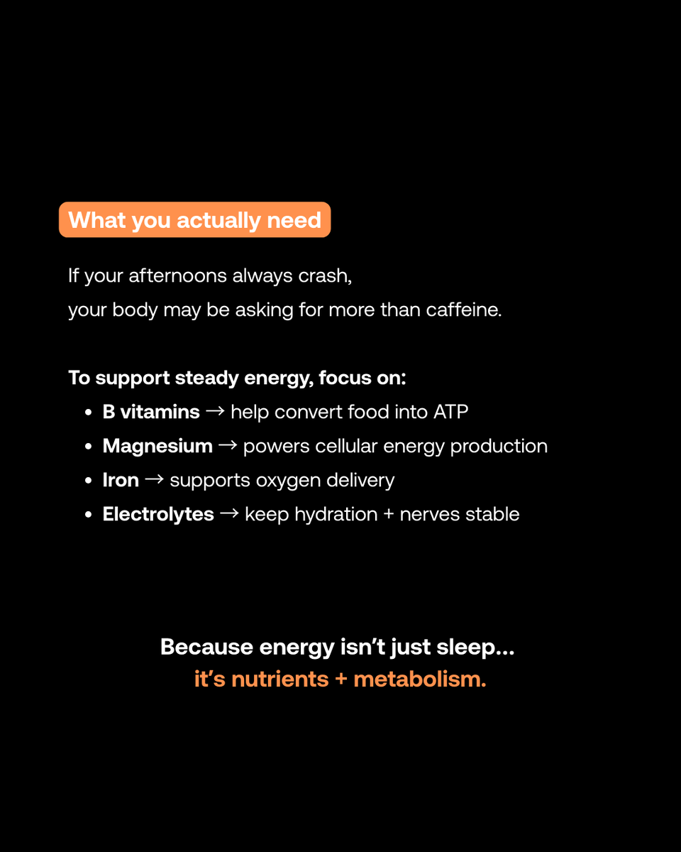 im8health's tweet photo. That sleepy dip after lunch? Totally normal.
But if it happens every day, it might not be fatigue…

It might be missing building blocks for energy production.

Real support goes deeper than stimulants.
It starts with what your cells are made of.
#CellularHealth #IM8Health #energy #IM8Science