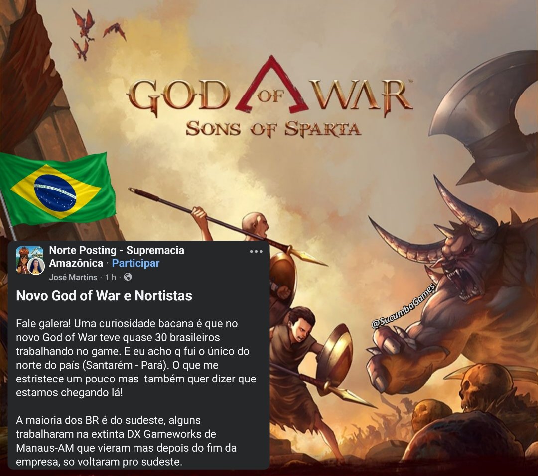 Cerca de 30 Brasileiros trabalharam no novo God Of War: Sons Of Sparta

A curiosidade foi revelada pelo Game Designer nortista José Martins, que atuou como produtor das equipes de VFX e Arte Técnica 🎮🇧🇷