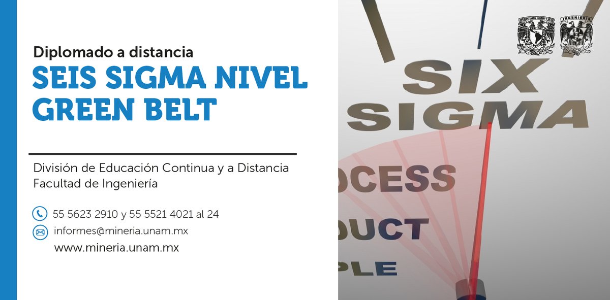 MineriaUNAM's tweet image. Identifica áreas de oportunidad y aplica la metodología Seis Sigma para la resolución de problemas.
📆 Inicio 28 de febrero
💻 Modalidad a distancia
💡 Temario, precio y registro en: mineriaunam.short.gy/shMDxY
.
.
#SixSigma