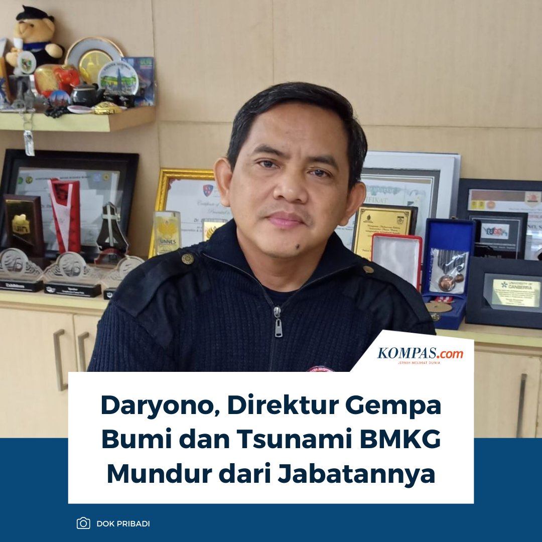 "Saya ingin menyampaikan bahwa saya telah mengajukan pengunduran diri dari jabatan Direktur Gempa Bumi dan Tsunami, sekaligus mengajukan pensiun dini dari BMKG," kata Daryono.

Baca di sini: kompas.com/tren/read/2026…

~TR #BMKG #Daryono