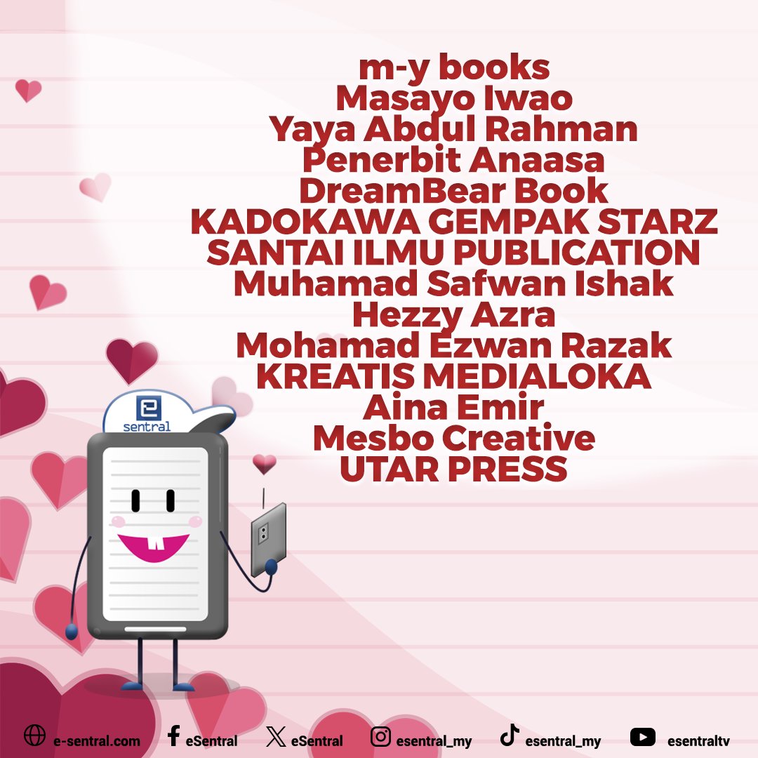 Promo Kasih Sayang!
14-17 Februari. Diskaun sehingga 60% untuk eBook terpilih.

e-sentral.com

#esentral #ebook #promoebook
