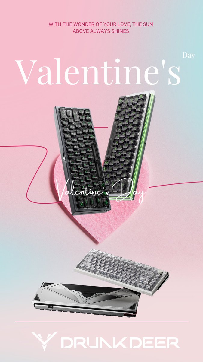 ❤️ Valentine‘s Day GIVEAWAY ❤️

💖 DrunkDeer wishes all gamers and their loved ones a day filled with joy and connection.🎮✨
We’re giving away some seriously cool gears to power up your game (and your love life 😉).
To enter:
1️⃣ Follow <a href="/DrunkDeerKeeb/">DrunkDeer</a>
2️⃣ Like and Retweet this