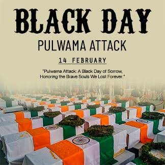 Ruhi_Rubi95's tweet photo. 14th Feb ... Black Day for all of us Indian

Pulwama attack , 2019, we lost 40 braveheart #CRPF soldiers 
Salute 🫡 to our armed forces for keeping us safe &amp; lay their lives for our country 

Jai Hind 🇮🇳
#PulwamaAttack #Blackday https://t.co/JxbQlVKxSq