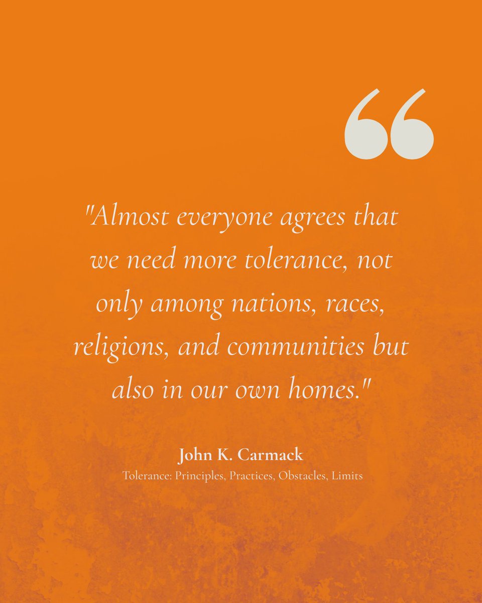 "Almost everyone agrees that we need more tolerance, not only among nations, races, religions, and communities but also in our own homes."
― John K. Carmack, Tolerance: Principles, Practices, Obstacles, Limits

#tolerance #instaquote #wisdom #quoteoftheday