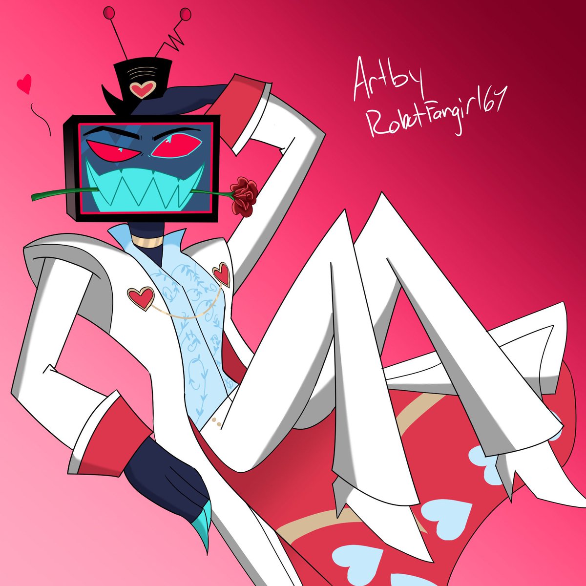 Had some time today, so I went a head and drew Hazbin Hotel Vox’s concept outfit for Valentine’s Day also. ^^ #HazbinHotelVox #Hazbinhotel #vox