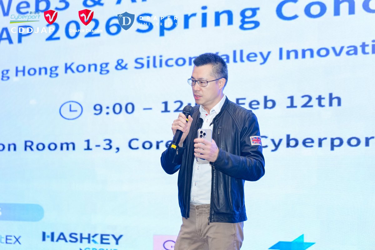 TradeOS_ai's tweet photo. It's exciting for TradeOS to join the Draper ecosystem — and honored to be on stage with @DraperDragon @draper_u @cyberport_hk to discuss the tipping point of Web3 × AI.

Nice Hong Kong × Silicon Valley trend walkthrough sharings from @TimDraper 

Web3 is heading into the era of real value 🌍