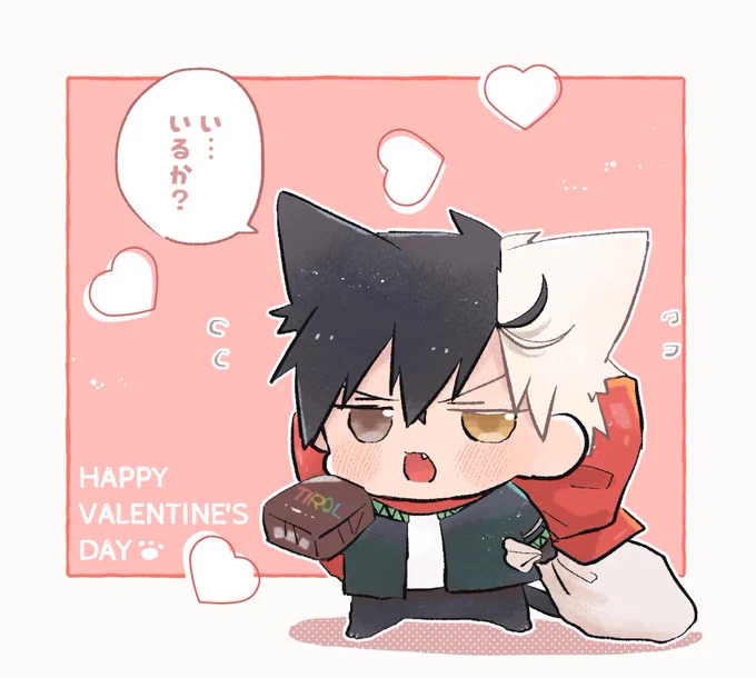 原稿でバレンタイン絵描けないので、去年のバレンタイン🌸🐈‍⬛再放送を😭 