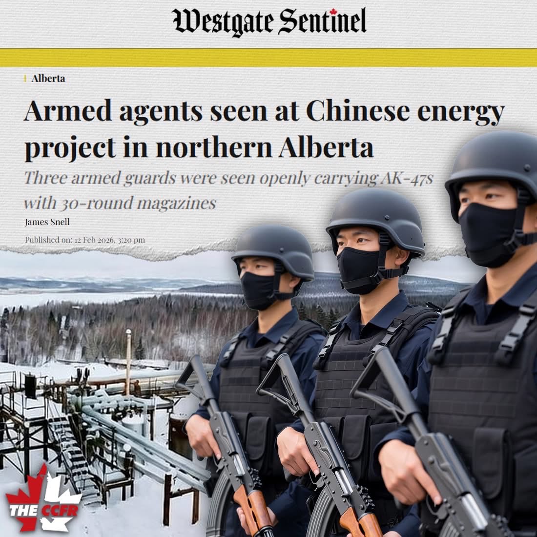 JayGenXer's tweet image. 🚨 ALBERTA OUTRAGE: Can you BELIEVE this?! 

A truck driver delivering to a PetroChina site near Fort McMurray spots THREE ARMED GUARDS lurking in the shadows, toting FULLY AUTOMATIC AK-47s with 30-round mags! 😡 When he asks, he’s shut down: “They’re with PetroChina—don’t ask…