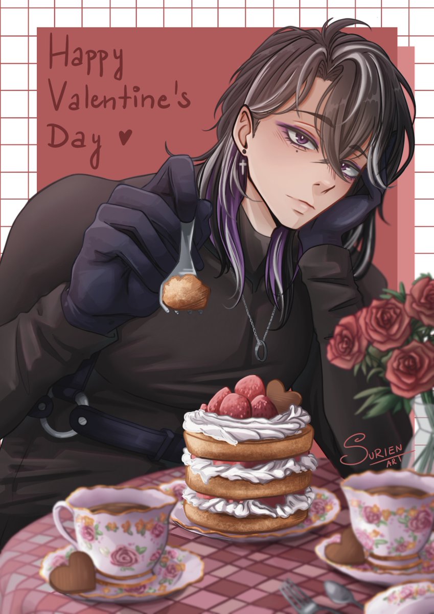 "You seem happy, 0213. Is eating cake really enough to make you smile?" 
Happy Valentine's day <3 
#ADatewithDeath