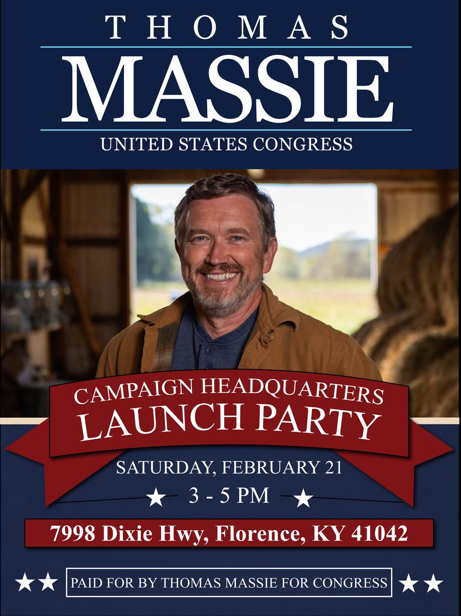 I’m excited to invite you to our Campaign Headquarters Launch Party on Saturday, February 21, from 3–5 PM at 7998 Dixie Hwy in Florence, KY. 

Stop by, meet the team, and help us kick off the next phase of this campaign. Hope to see you there!