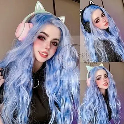I just received WIG Blue Wavy Long Hair for Women Heat Resistant Hair Daily Use Cosplay  24inch - Ice Blue from Brey via Throne. Thank you! throne.com/sheikslyre #Wishlist #throne