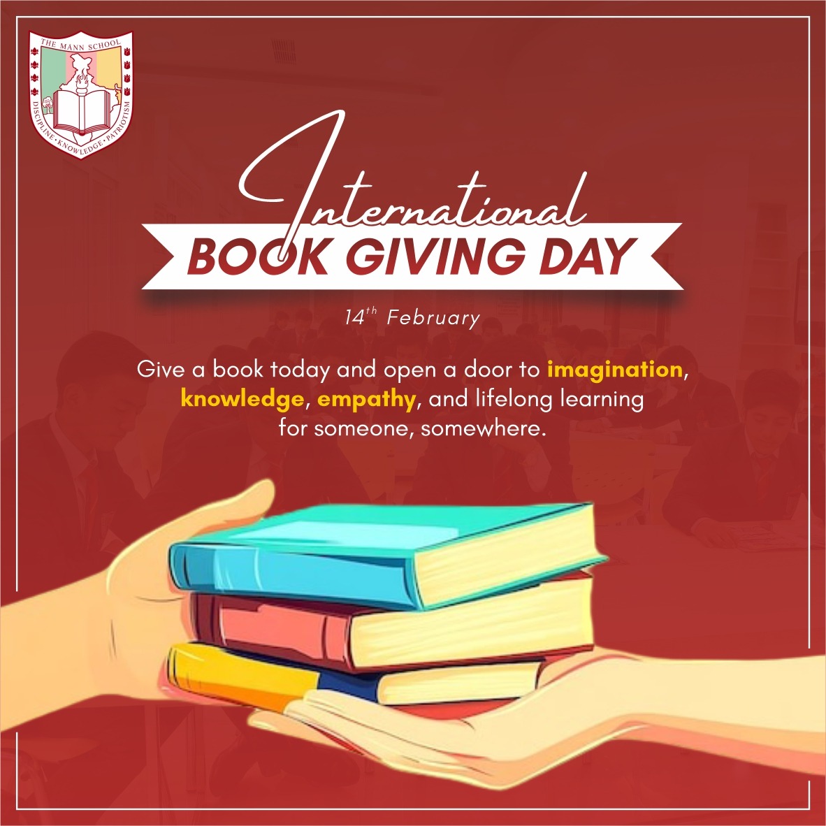 International Book Giving Day

A book is a gift that opens doors to imagination, knowledge, and endless possibilities. Today, let’s celebrate the joy of sharing stories and inspiring young minds to read, dream, and grow. 

#InternationalBookGivingDay #LoveForReading #GiftABook