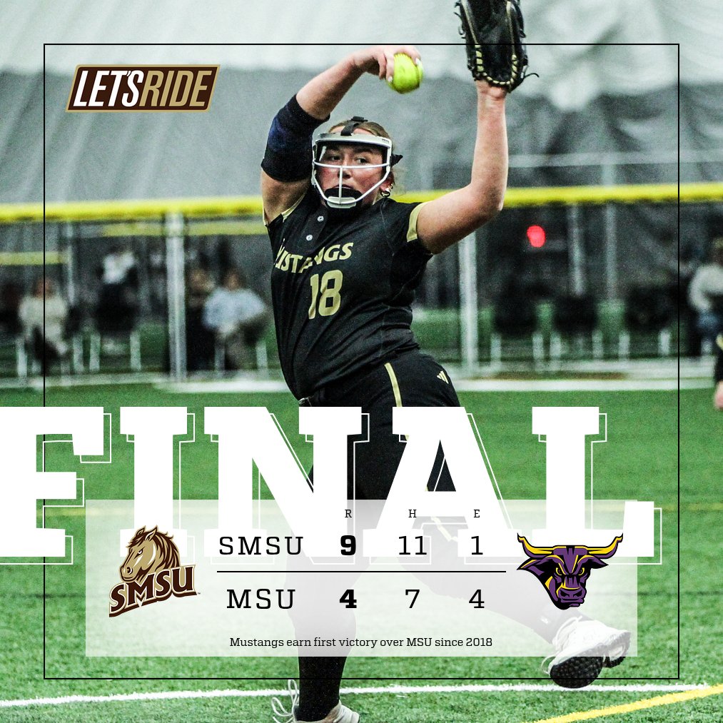 The Mustangs take game one in Mankato! Jordyn Marsh pitches a complete game with three RBIs batting in SMSU's first victory over MSU since 2018!

#LetsRide