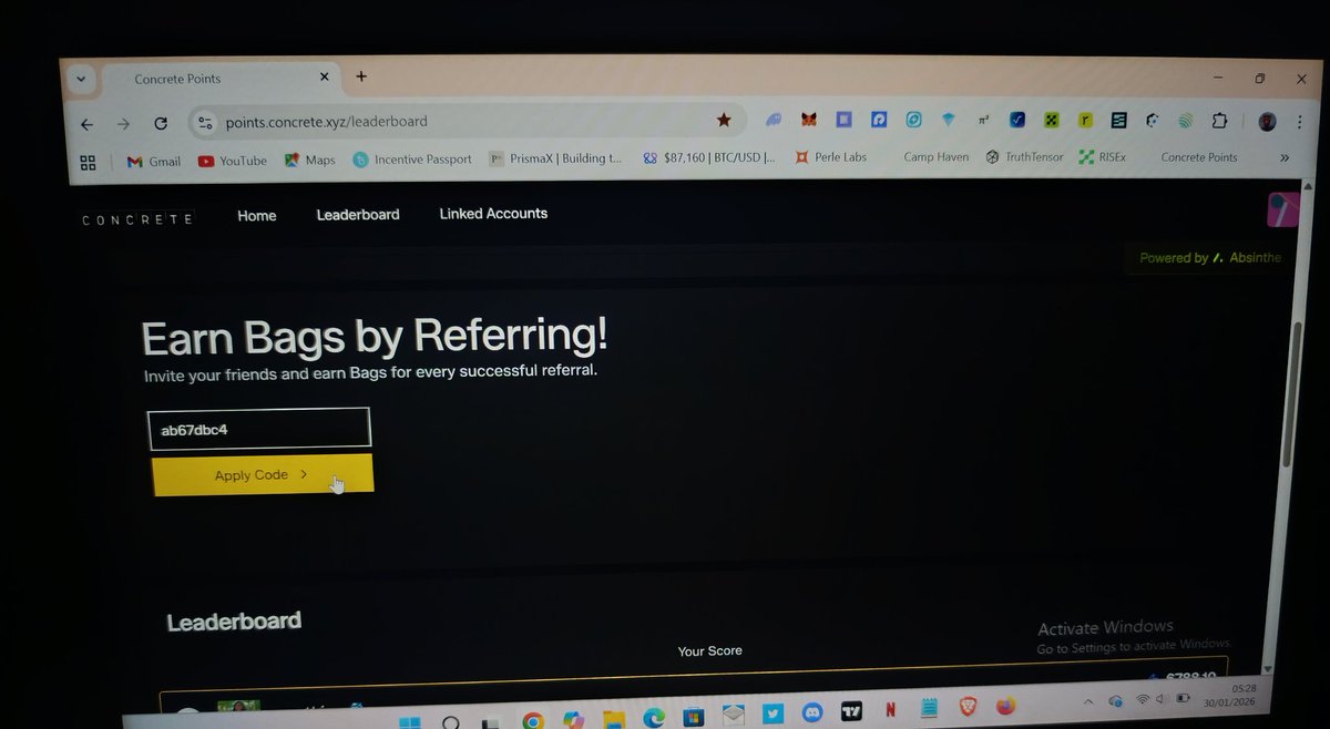 FREE AIRDROP TO FARM TODAY {$5000}

Check in ConcreteXYZ for daily $Bags points 

Guide 
🔗 Go to 
points.concrete.xyz/home
Apply Code →ab67dbc4

-Connect your wallet 
-Connect all the available social 
-Complete Tasks 
-Earn Points (Bags) more Bags more Airdrop 
-Check in daily