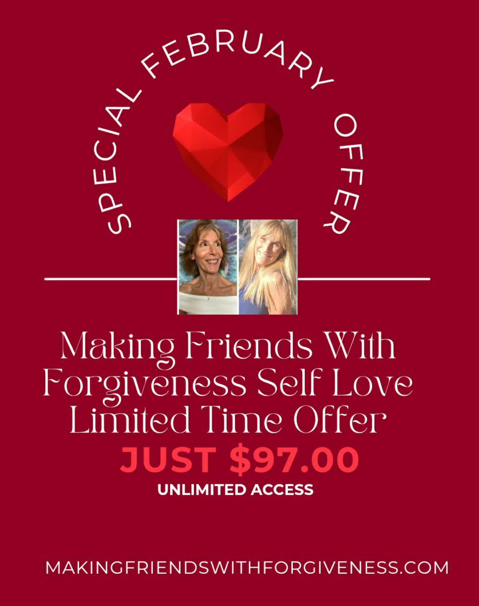 laflamme_sharon's tweet image. SELF LOVE MONTH♥️
We show you step by step how to right here at:  makingfriendswithforgiveness.com
For a LIMITED  time get the online, self paced 8 module course for only $97.00 with my dear partner @DeborahKozich 🤸📣🙇‍♀️♥️🙏💎⭐️☮️. #lovethyself