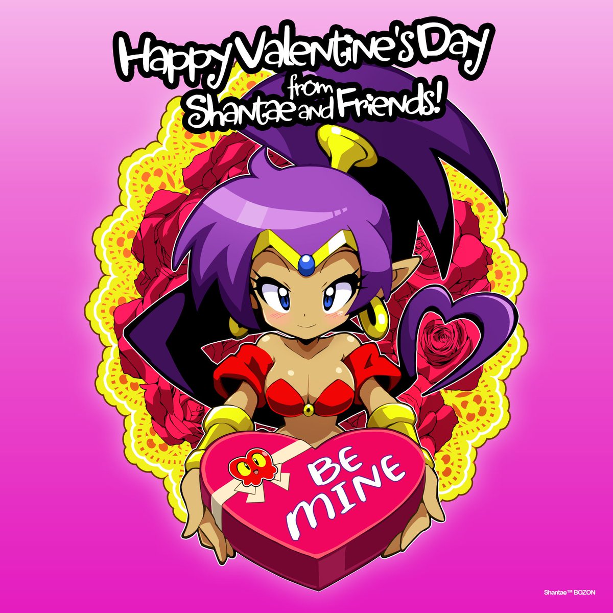 Happy Valentine’s Day to Shantae Fans everywhere! Wishing you all a day that’s just as special as you are! From me, <a href="/Erinbozon/">Erin Bozon</a>, #Shantae, and Friends ❤️