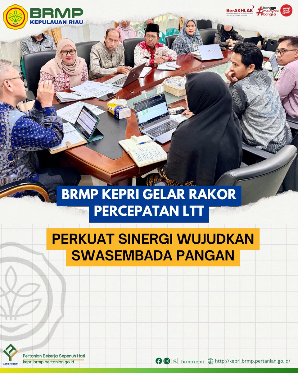 brmpkepri's tweet image. BRMP Kepri Gelar Rakor Percepatan LTT di Ruang Rapat 1 BRMP Kepri, Jumat (13/2). Rapat dipimpin langsung Kepala BRMP Kepri, Rudi Hartono.

Selengkapnya pada facebook.com/share/p/1B8zUH…

#brmpkementan #brmpkepulauanriau #berakhlak #banggamelayanibangsa #swasembadapangan