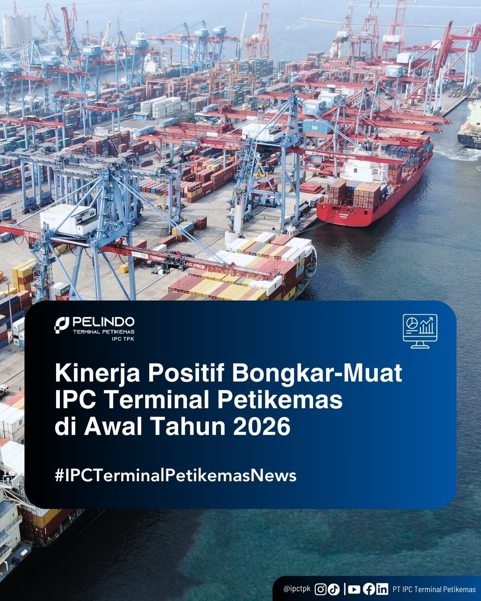 ipctpk's tweet photo. Hai #ContainerLovers

IPC Terminal Petikemas (IPC TPK) mengawali tahun 2026 dengan mencatatkan kinerja operasional yang positif. 

#pelindoterminalpetikemas #Pelindo #pelindogroup #sptpgroup https://t.co/7Nc3eyMGkx