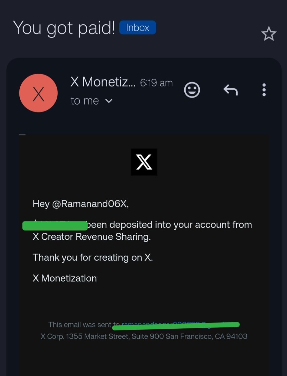 बधाई रुकना नहीं चाहिए दोस्तों,🥳🎉🎊

X Payout मिल गया है, क्या आपको X पेआउट मिला चेक कीजिए अपना एकाउंट ओर ईमेल नोटिफिकेशन।

क्रिएटर साथियों X से Payout चाहिए तो कुछ बातें है जिनसे,आपको Payout मिलेगा निश्चित रूप से बस सही तरीके से पोस्ट करने की ज़रूरत होती है।

जिसका नहीं आया, आप