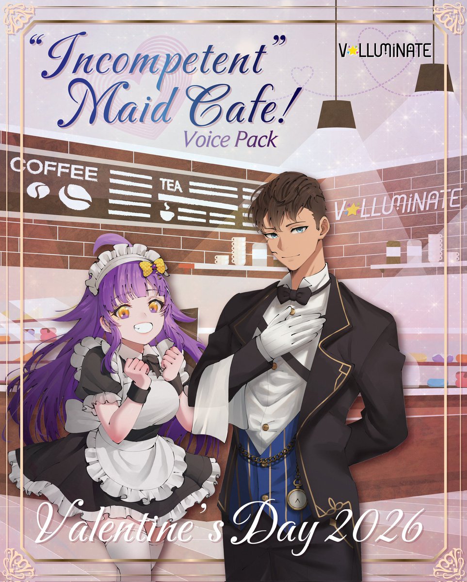 📣 Available Now! 

"Incompetent" Maid Café Voice Packs!
Ready to serve you this Valentines Day! 💝 
Choose from the excited maid, <a href="/KatPlanetshine/">Kat Planetshine✨🪐Prepping for Dragon Quest Day</a>  or the suave butler <a href="/Kertis___/">Kertis 🧪 (See you after the timeskip!)</a> 

💜ko-fi.com/s/33db69c9bd
💙ko-fi.com/s/bd154bc8c3