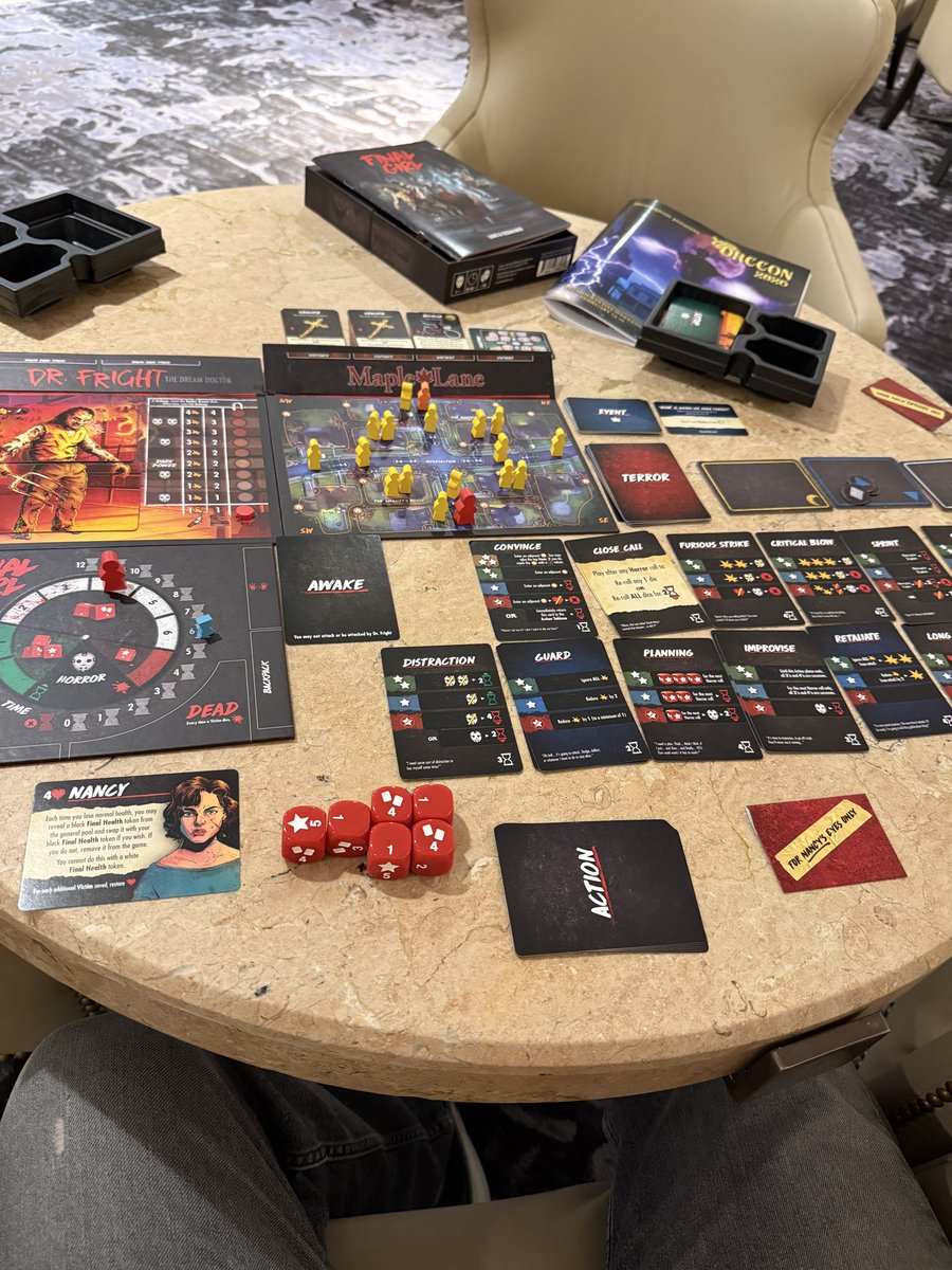 ShanghaiSix's tweet photo. Scouting out #ORCCON for @StackUpDotOrg, a fan-run board gaming/tabletop gaming convention here in LA. I’m not fighting Friday Los Angeles rush hour traffic to get back home, so let’s finally try out @VanRyderGames Final Girl from the convention’a board game library! @stratcon https://t.co/iCFYh0SHOX