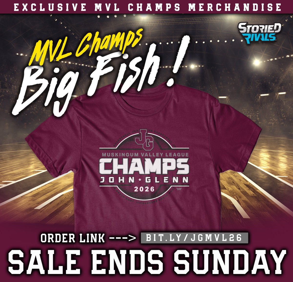 StoriedRivals's tweet photo. @EastDistrictAB The Muskies wrap up a FIERCE 2026 with their first MVL title since 2019! 

A dominate run this winter has John Glenn (15-1 MVL) eyeing even more 🏆 hardware in the postseason. 

🚨ORDER MERCH NOW! Closes Sunday!
👉
https://t.co/YW7MxLQ7pF https://t.co/0EjERkXyuD