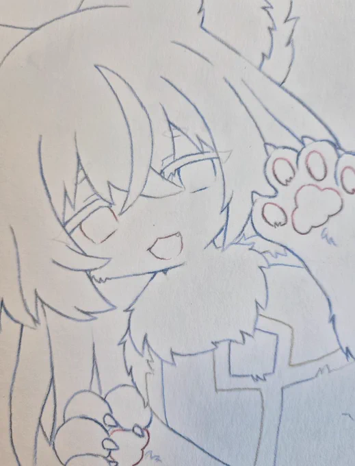 透明水彩+色鉛筆の線画・着色
