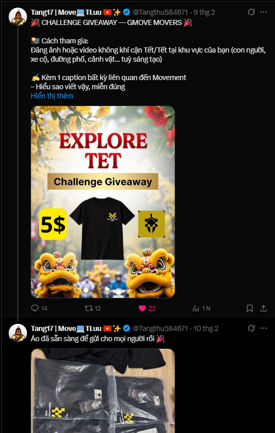Tang17vn's tweet photo. GIVEAWAY
Anh em vừa chơi tết vừa post hình lưu kỹ niệm vừa tham gia được giveaway bên dưới, nhận áo và quà đầu năm là may mắn cả năm luôn.
1 công 3 chiện, tới luôn đi anh em, xem thông tin ở bài viết dưới nha.
Thanks anh em tham gia 🫶
#Giveaway #tet #postX #gift