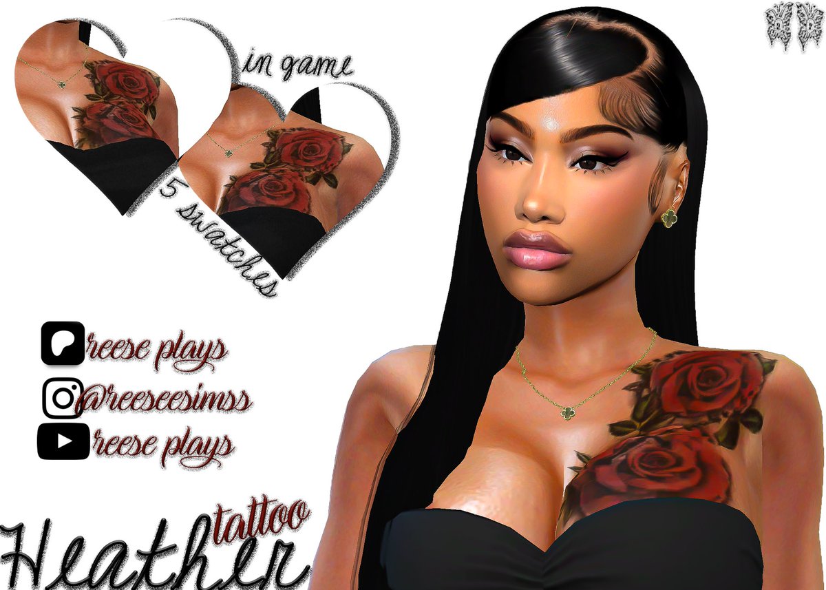 For the lovers❤️ Heather Rose🌹 tattoo out now for early access download: patreon.com/posts/148955190
#ValentinesDay #Sims #TheSims4
