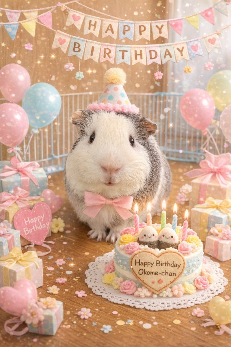 おこめちゃん1歳になりました🎂✨
お迎えした時に『2月生まれ』としか記載されてなかったから、バレンタインをお誕生日に決めました。そして実は台湾生まれだったりする…🇹🇼

うちの次男坊になってくれてありがとう💕
元気で長生きしてね🥰

#イングリッシュモルモット #guineapig
#モルモットのおこめ