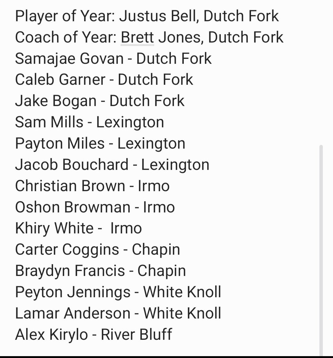 DutchForkBball's tweet photo. Huge Congratulations to
Coach Bret Jones- 5A-Region 4 Coach of the Year! 
To Justus Bell-5A-Region 4 Player of the Year!
And to Samajae Govan,  Jake Bogan, &amp; Caleb Garner-5A-Region 4 All Team Selections!
Dutch Fork is Proud of Your Accomplishments!
#RoadToNumber1 #NextPlay 🏀🐺 https://t.co/MJkoqazUZZ