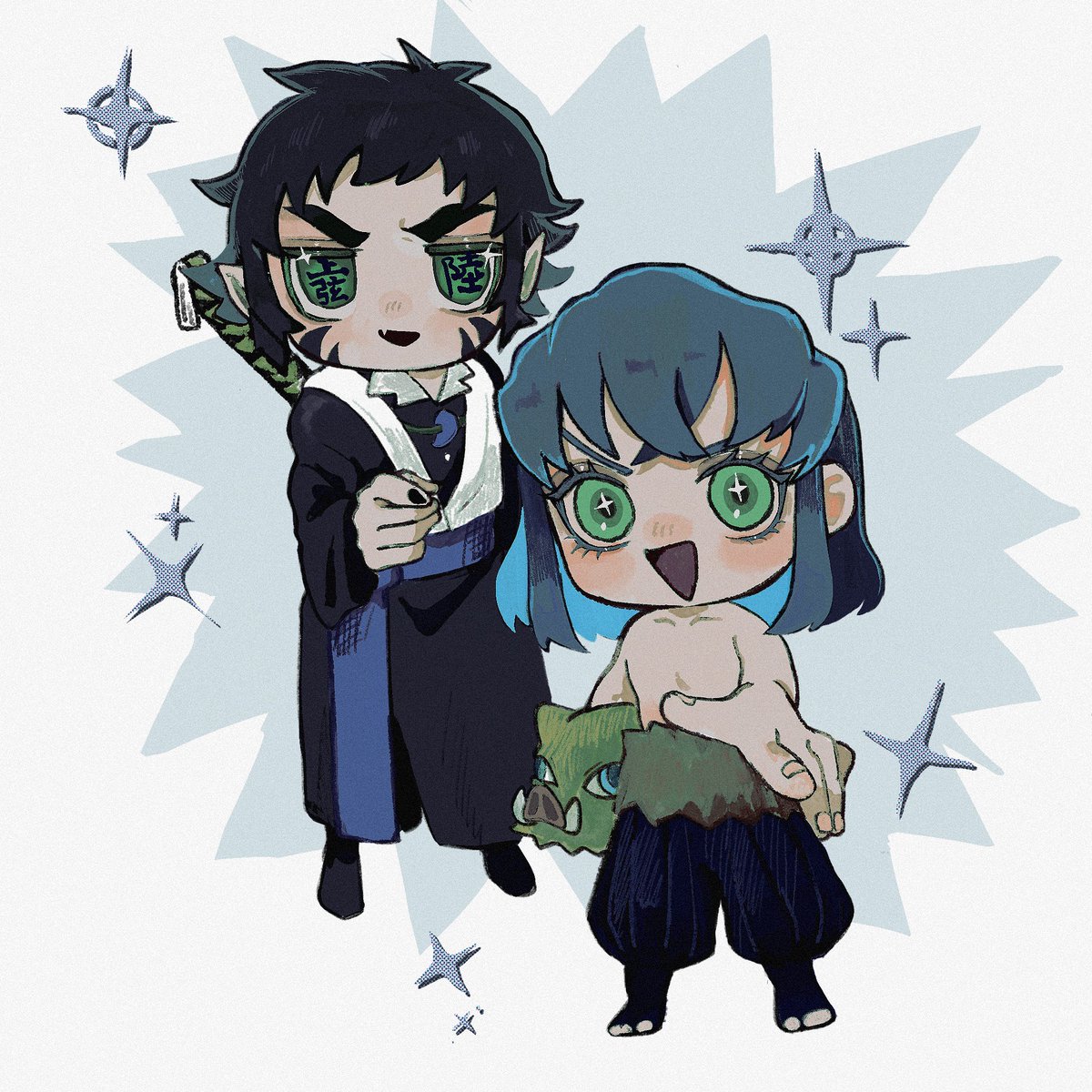 あの獪岳と伊之助かわいすぎた（黒目塗り忘れた）このコンビに名前はないですか⁉︎