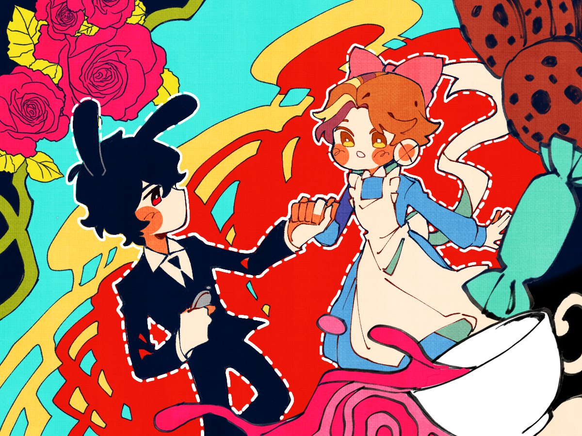 erskyee's tweet photo. #spirithunterNG alice in wonderland au kjam / きじあま blorbos for valentine because I can ✧⁺⸜(●˙▾˙●)⸝⁺✧ https://t.co/DTdBCHWTcd