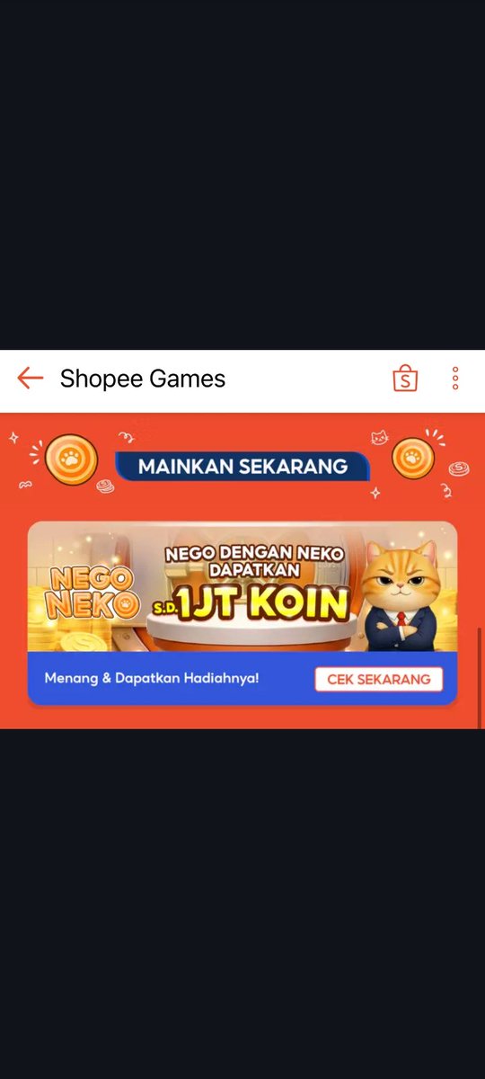 BinalBangor's tweet photo. kemarin temen gua udah mulai pada sibuk ngobrol sama Nego Neko njirr, bisa dapet koin sampe 1 JUTA ya katanya? Mau coba ahhh #ShopeeNegoNeko https://t.co/MmpQAMw1xX