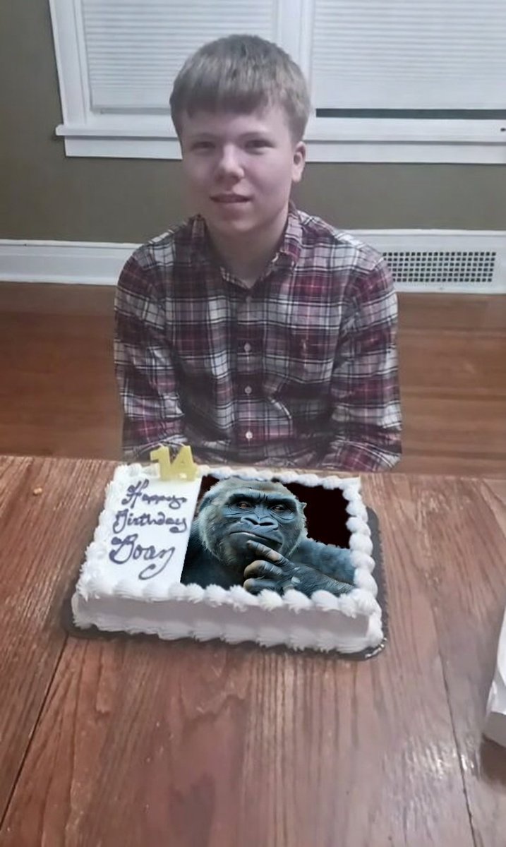 "Alright, here's boaz on his 14th birthday with his John Winthrop cake. What's your favorite thing about John Winthrop?"