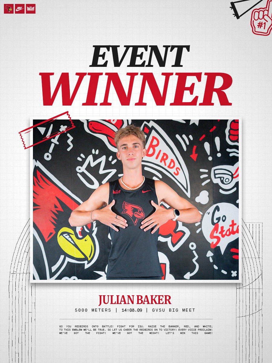 Julian made his mark in Allendale with the win and the top-10 list addition 🤩📈

With a time of 14:08.09, Baker is now 6th all-time in the 5000m.