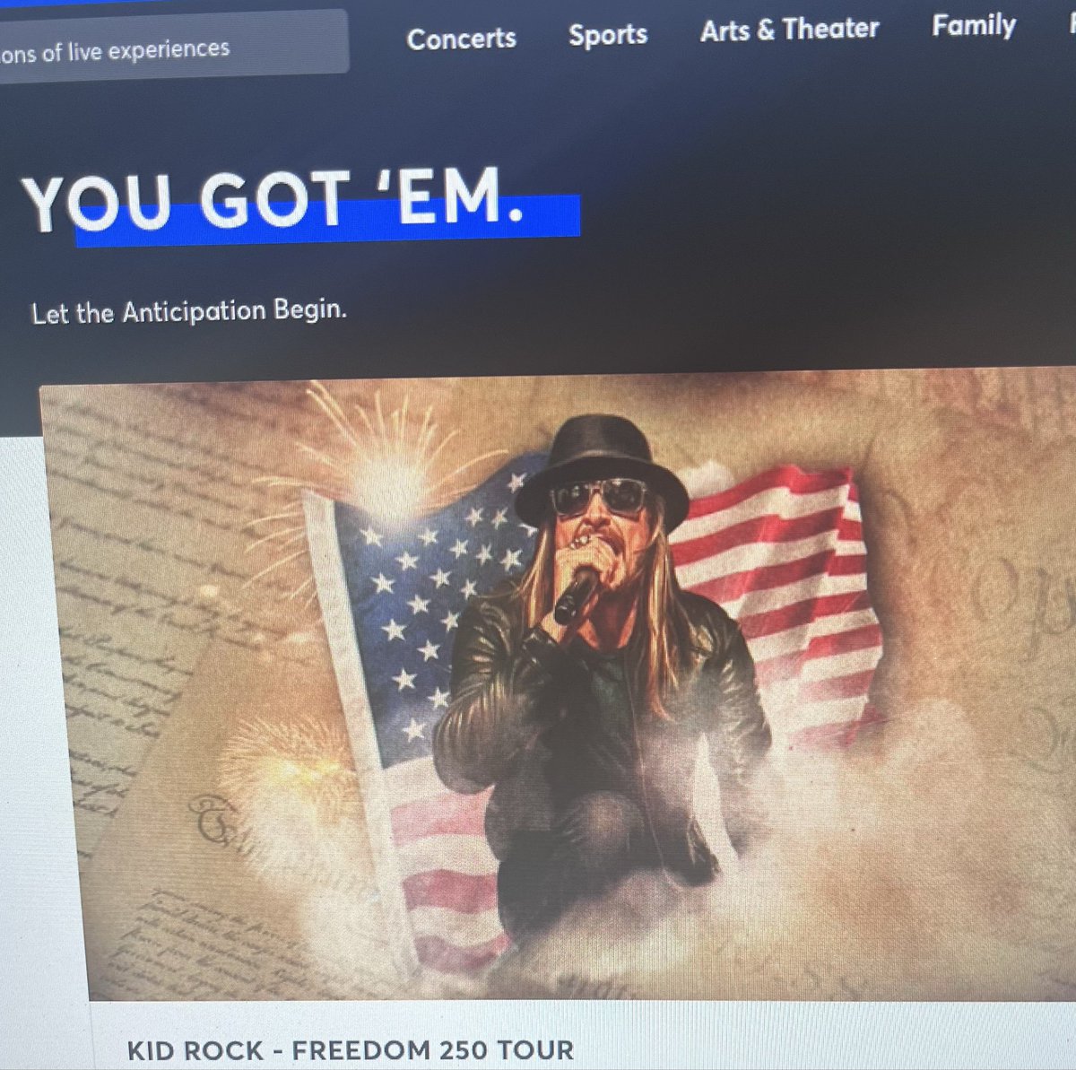 Got my <a href="/KidRock/">KidRock</a> tix! Bought 4 for the 5/1 show. Gonna fly from LA to Dallas to pick up my brother <a href="/crsrch231/">chris rich</a> (and his wife) at their house (my sister maybe to fly in from FLA) to make this a Bronx (our origin) mini family reunion in Texas where we plan to ROOOOOOOOOOOOOCK!!!