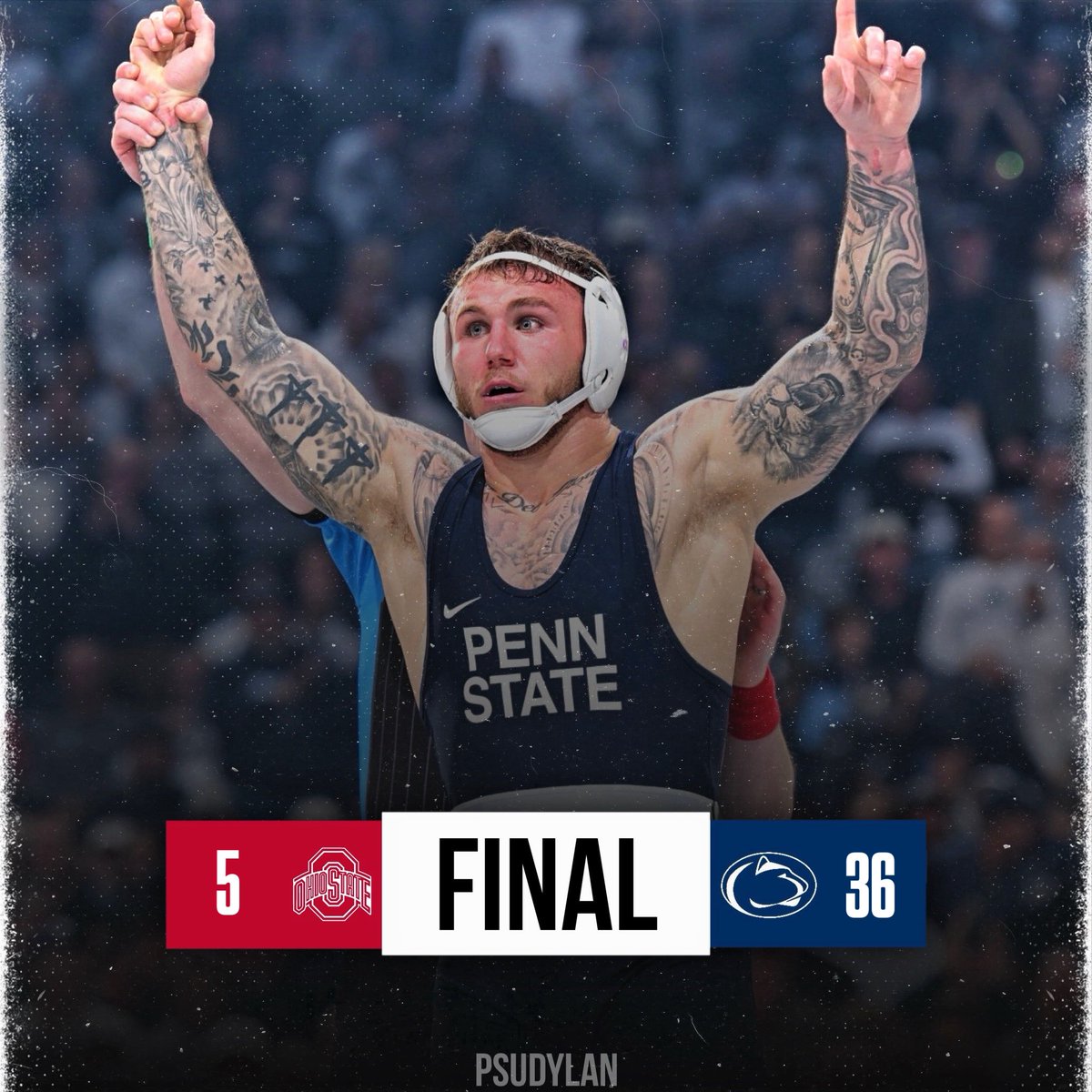 PSU_Dylan's tweet photo. THE BEST DYNASTY IN COLLEGE SPORTS. #1 Penn State DOMINATES #2 Ohio State, 36-5. The Buckeyes held a 17-0 record on the season coming into tonight. 🦁 #WeAre

(📸: @PennStateWrest) https://t.co/l7SR0GvNcl