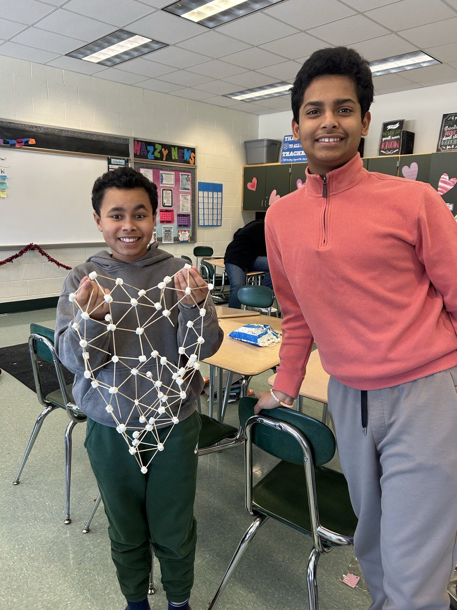 Valentine’s Day STEM project - who could build the biggest 3D heart using only toothpicks and marshmallows? 🥰