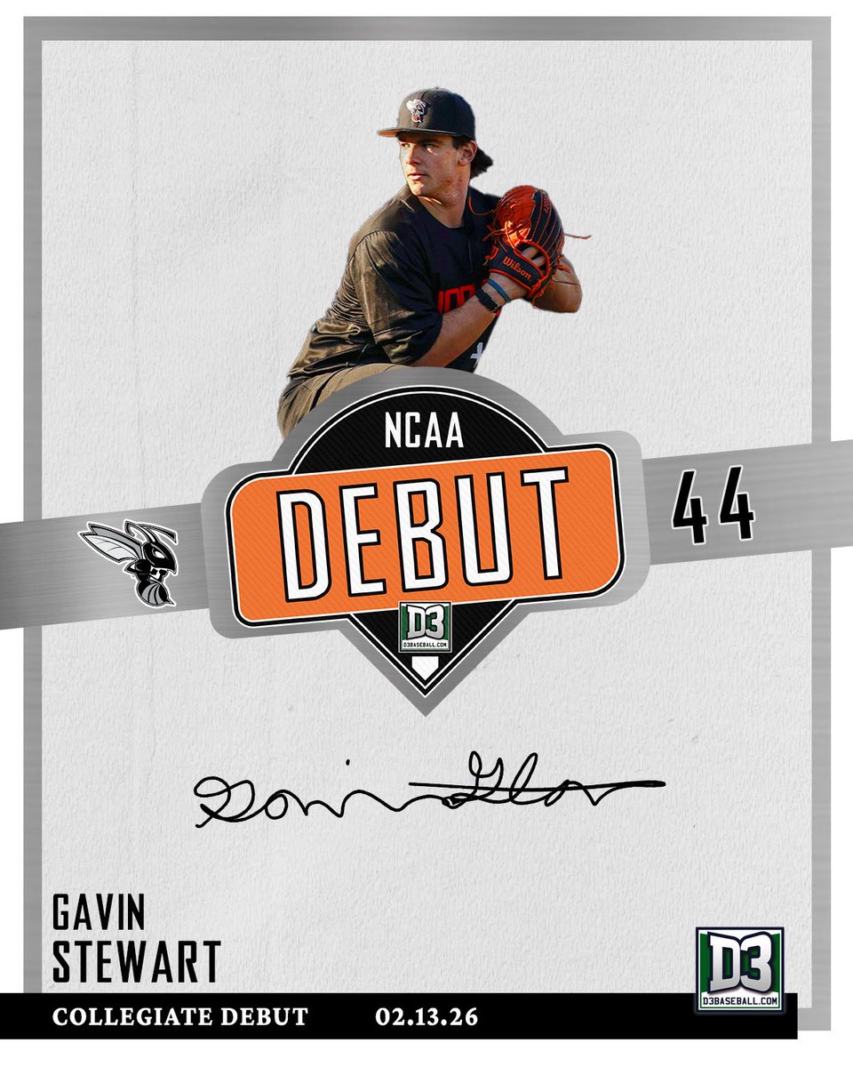 Welcome to college baseball, Gavin Stewart!

Stewart made his debut on the mound today against Caltech throwing a scoreless inning. 🐝⚾️

#d3baseball