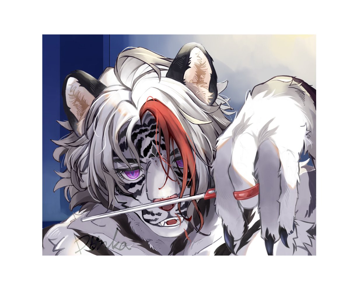 修剪劉海～可不能這樣亂糟糟的跑去約會呢！
Can't go on a date with messy bangs！😏

#furry #furryart #獸人 #獣人