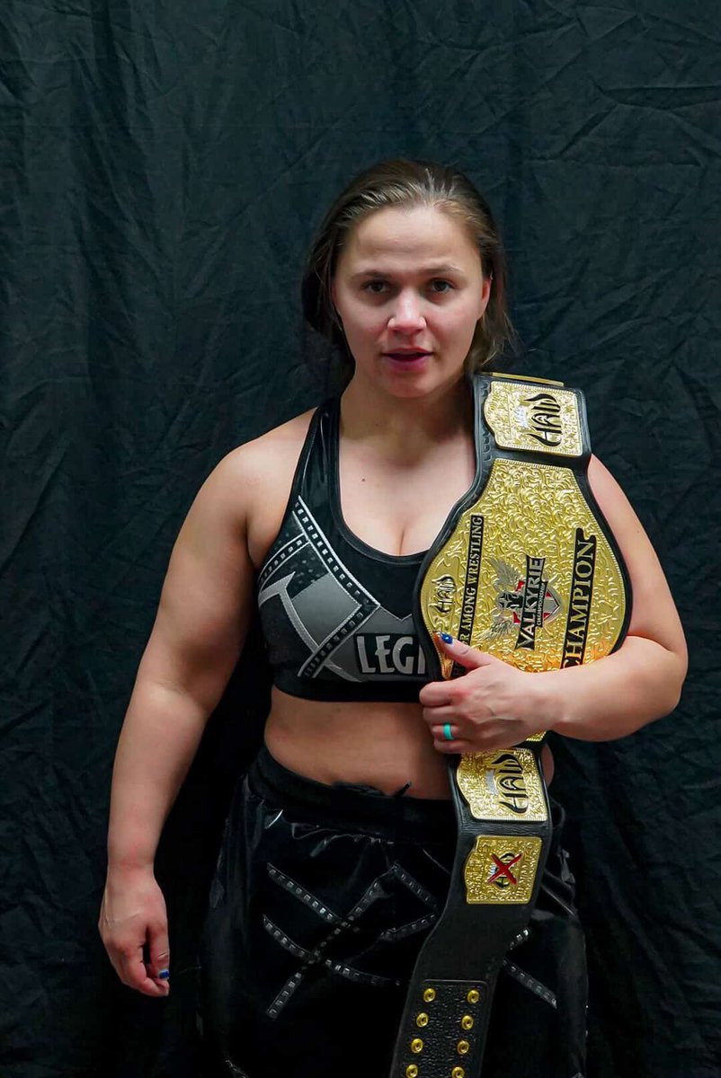 HAW_QC's tweet photo. New woman’s Valkyrie Champion 
@LegitLeyla 

#wwe #aew #nxt #prowrestling #iowa #HAW #LeylaHirsch https://t.co/1vNZSU0l9O