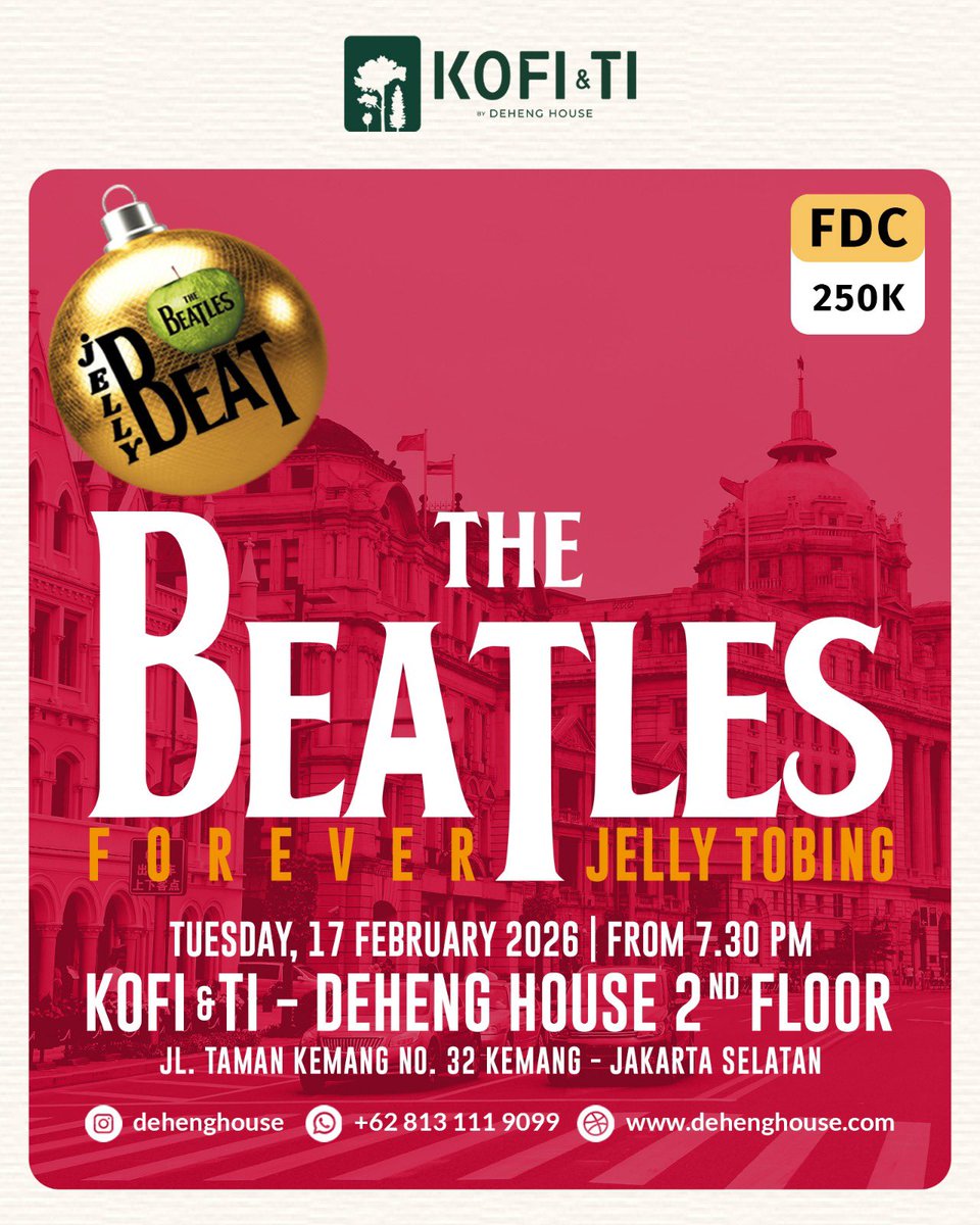 Kembali beraksi bersama Legend kita bang @jelly_tobing di @dehenghouse . Jangan lupa merapat ya para Beatlemania🔥

🗓️Selasa 17 Februari 2026
⏰19:30 WIB

See you There..

<a href="/raflyabidin/">raflyabidin</a> 
@lennon_casablancas 
@frygian_ 
@richardjerome76 
@crashval 

#thebeatles #beatlemania