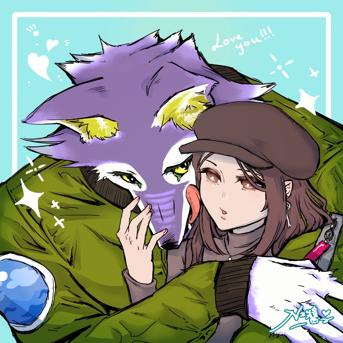 🐺❤️🦊※夢注意
情人節畫一下我家潘奇隆 
#ブンジロウ #ValentinesDay