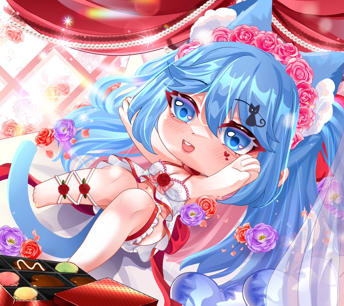 >w< happy valentine day! 

art by my mama <a href="/ZeevyAra/">ZeevyAra🖤 | CUSTOMizeable chibi model OUT NOW!!</a> 

#KirinekoArt #Vtuber