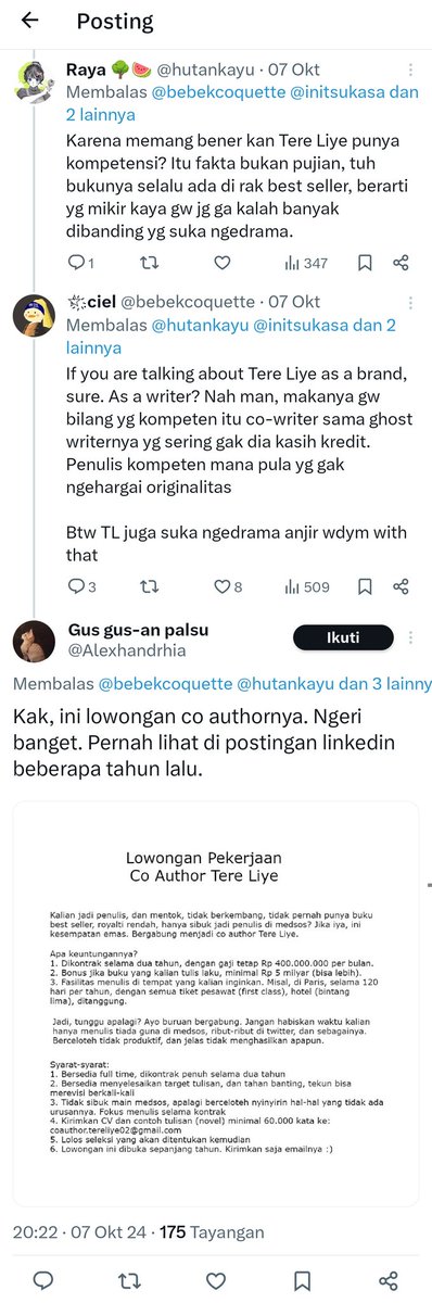ryyanville's tweet photo. Nih akun obsess bgt yh nge-'sarkas' soal loker ghostwriter Tere Liye, bahkan nyampah di twt yang bahkan gak lagi ngebahas si TL. Hmmm, kira-kira siapa yah yang ada di balik akun ini... 🤔 (pertanyaan retoris). https://t.co/tz12w3QbsE