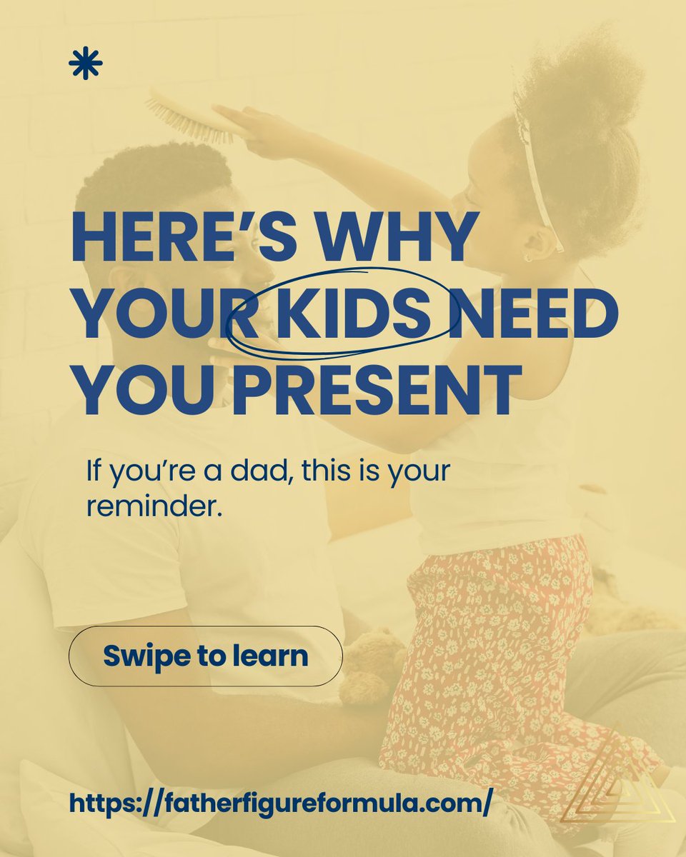 FatherFFormula's tweet image. Your kids don’t need more stuff.
 They need your presence. 🧠❤️
A few minutes a day.
 Calm leadership.
 Fast repair when you miss it.

That’s how confidence, trust, and safety are built.
 Start simple. Stay consistent. 👣
Save this, Dad.
#PresentDad #FatherFigureFormula #DadLife