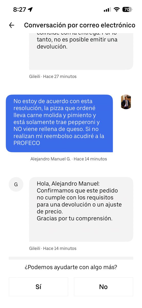 pingulocoproduc's tweet photo. @AtencionProfeco @Profeco @Uber_MEX ACTUALIZACIÓN: después de la demora, me enviaron una pizza completamente incorrecta. Yo ordené una Super Cheese Ultimate Supreme y me enviaron lo que ellos quisieron, una pizza de pepperoni y queso.

@Uber_MEX se niega a reembolsarme. @AtencionProfeco @profeco ayúdame https://t.co/vZpEFGOgQ8
